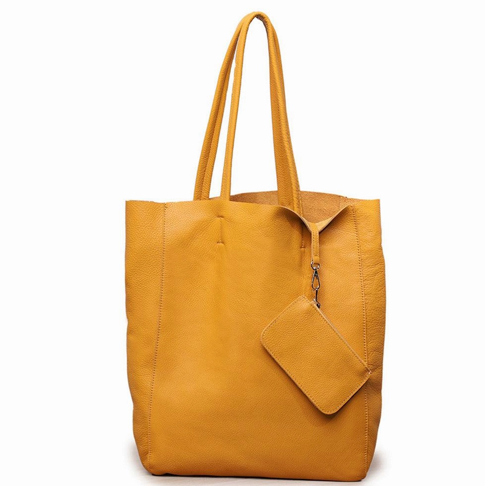 Comfort Accessory Urban Organizer Handcrafted Leather Tote Bag | Grain Leather Large Tote Bag |  Birthday gift for her, yellow, Shell Pink, Caramel, Black Blue Gift For Her