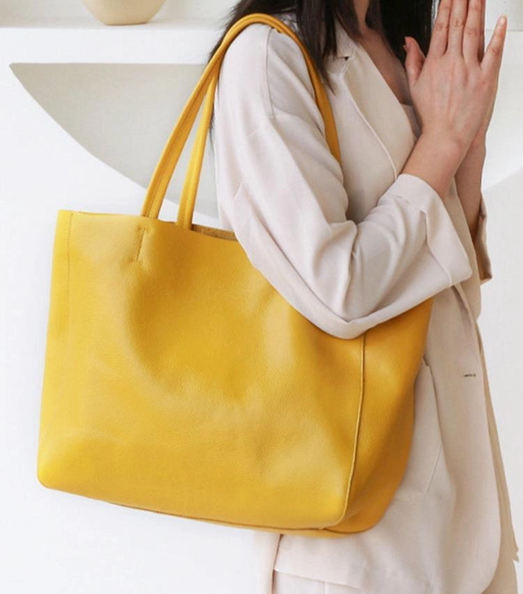 Handcrafted Leather Tote Bag | Grain Leather Large Tote Bag |  Birthday gift for her, yellow, Shell Pink, Caramel, Black Blue Gift For Her Stylish Edge
