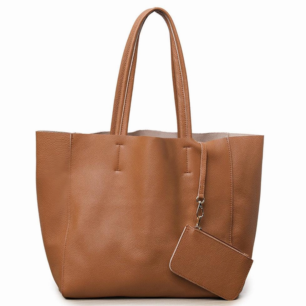 Casual Everyday Handcrafted Leather Tote Bag | Grain Leather Large Tote Bag |  Birthday gift for her, yellow, Shell Pink, Caramel, Black Blue Gift For Her