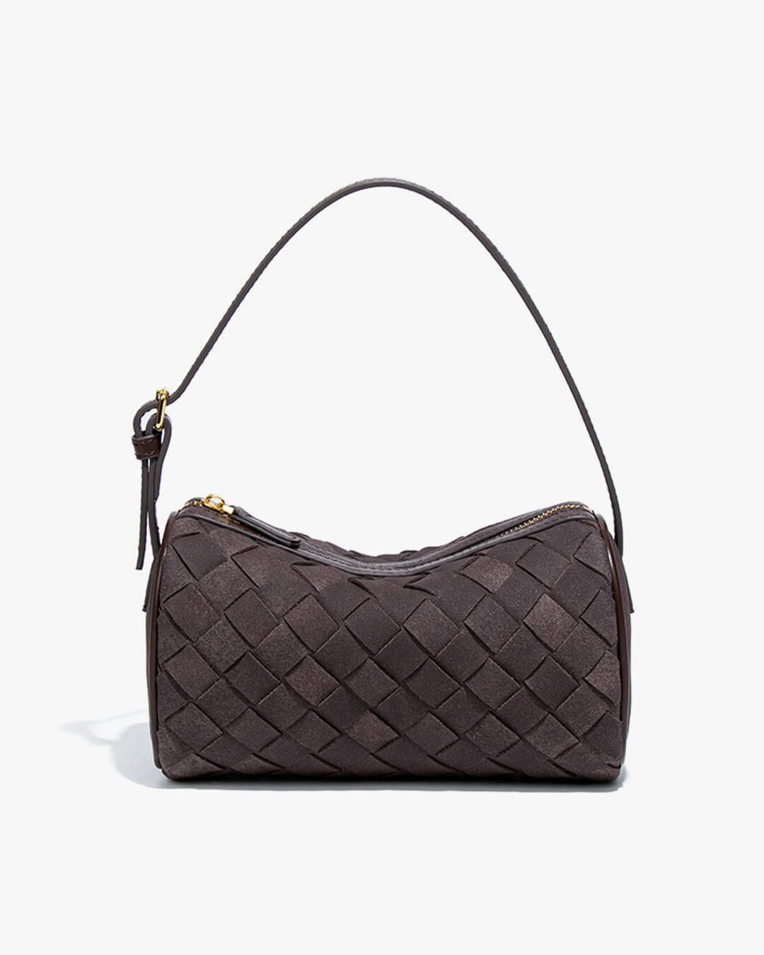 Trendy Utility Woven Suede Shoulder Bag ?C Compact Everyday Handbag with Adjustable Strap