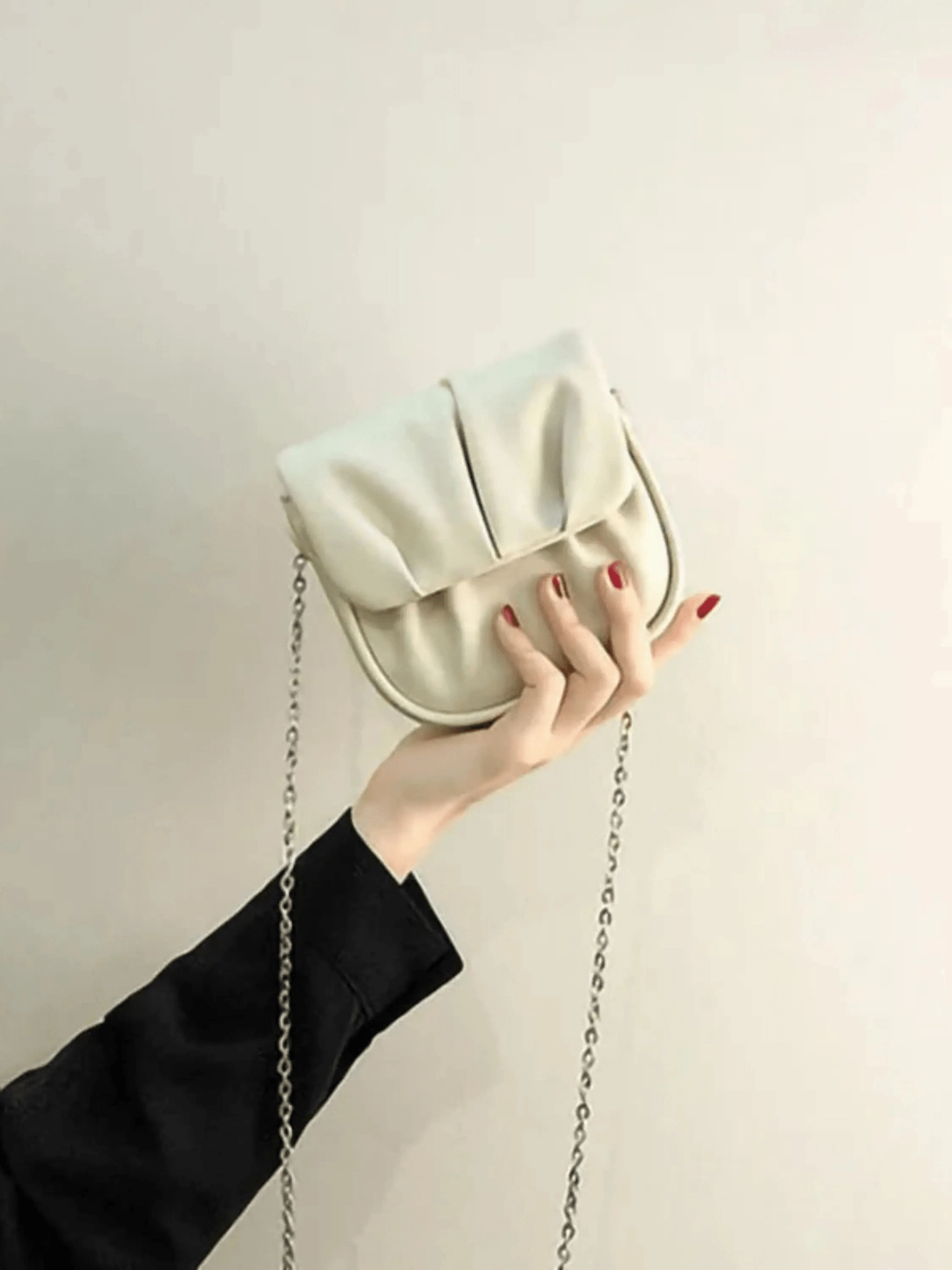 Perfect for anyone who values simplicity and functionality Trendy Outdoor Gear Lioren | Black Soft Pleated Chain Bag ?C Effortlessly Chic