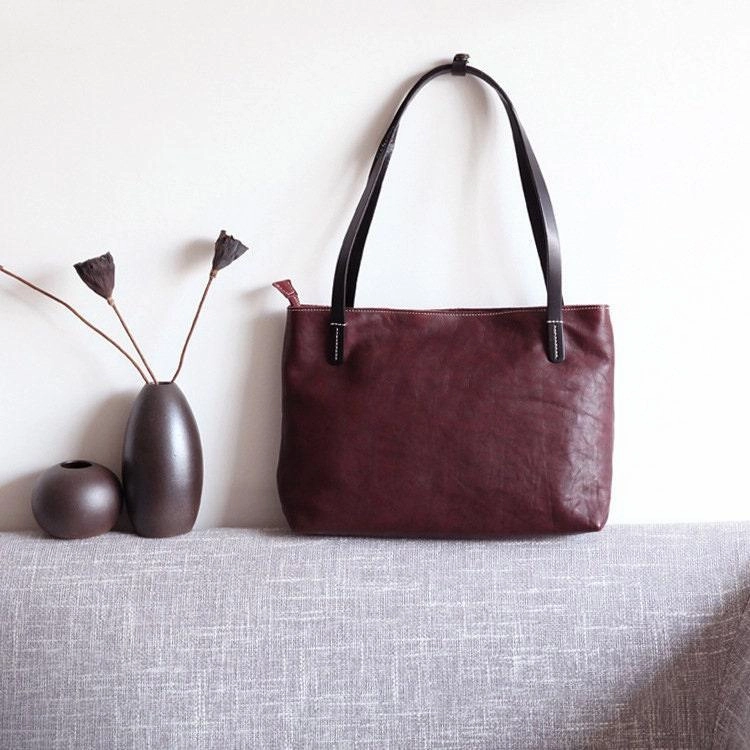 Portable Comfort Women Pure Leather Tote Bag | Large Italian Leather Handcrafted Shopper Bag | Spacious Durable | Full Grain Leather | Black Colour