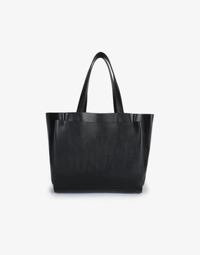 Chic leather clutch East West Black Ella Tote