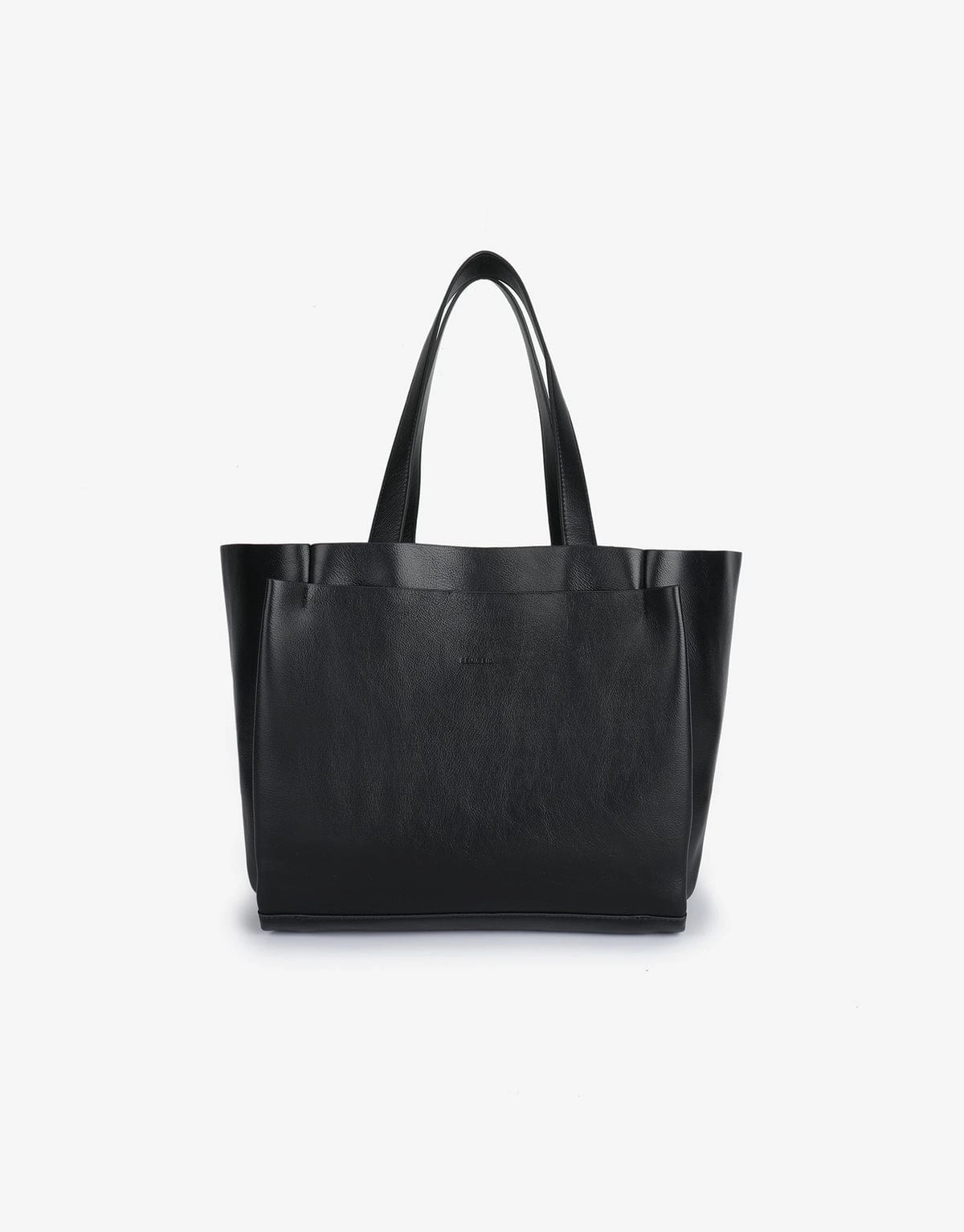 Chic leather clutch East West Black Ella Tote