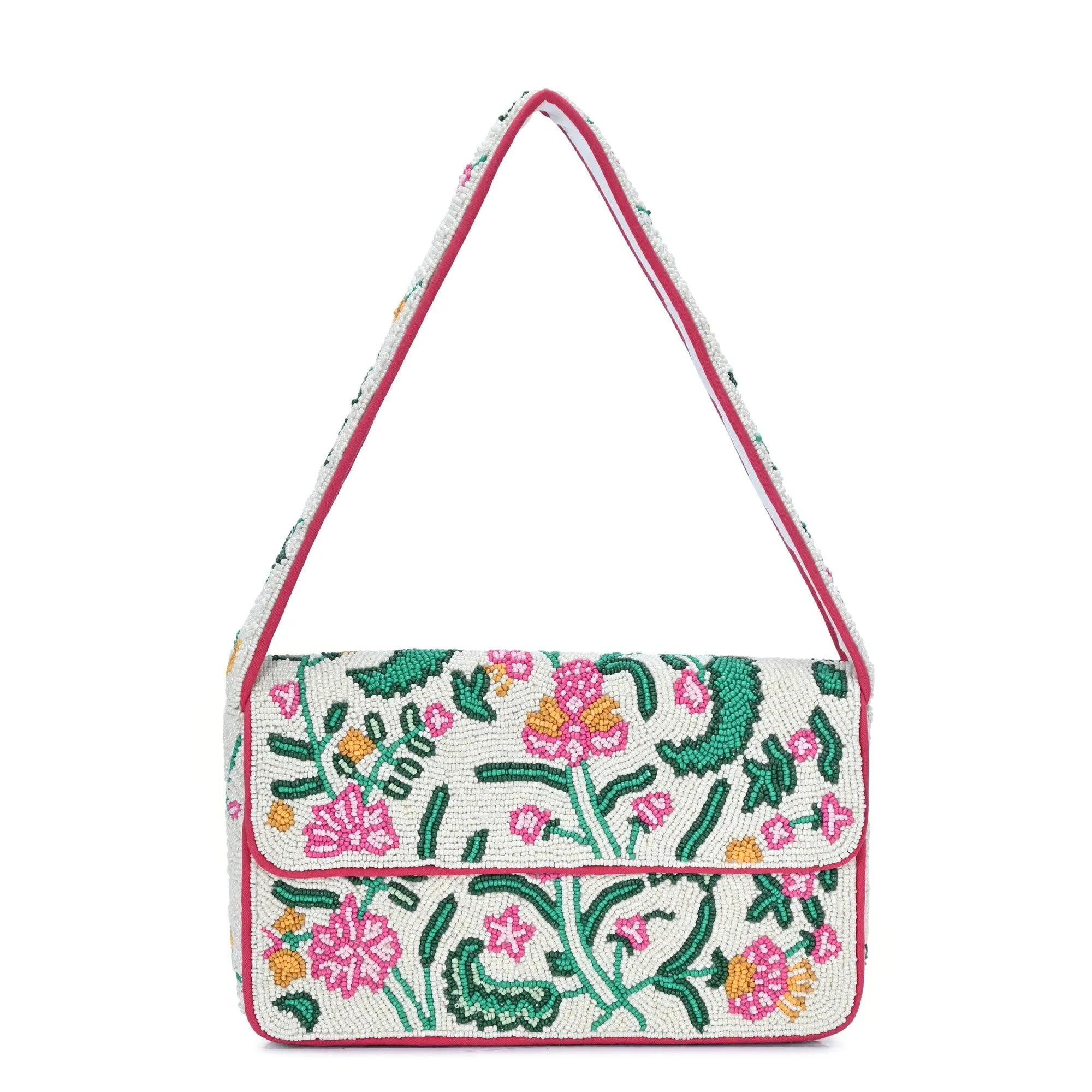 Anaya Beaded Snap Shoulder Bag Effortless Chic Practical Functionality