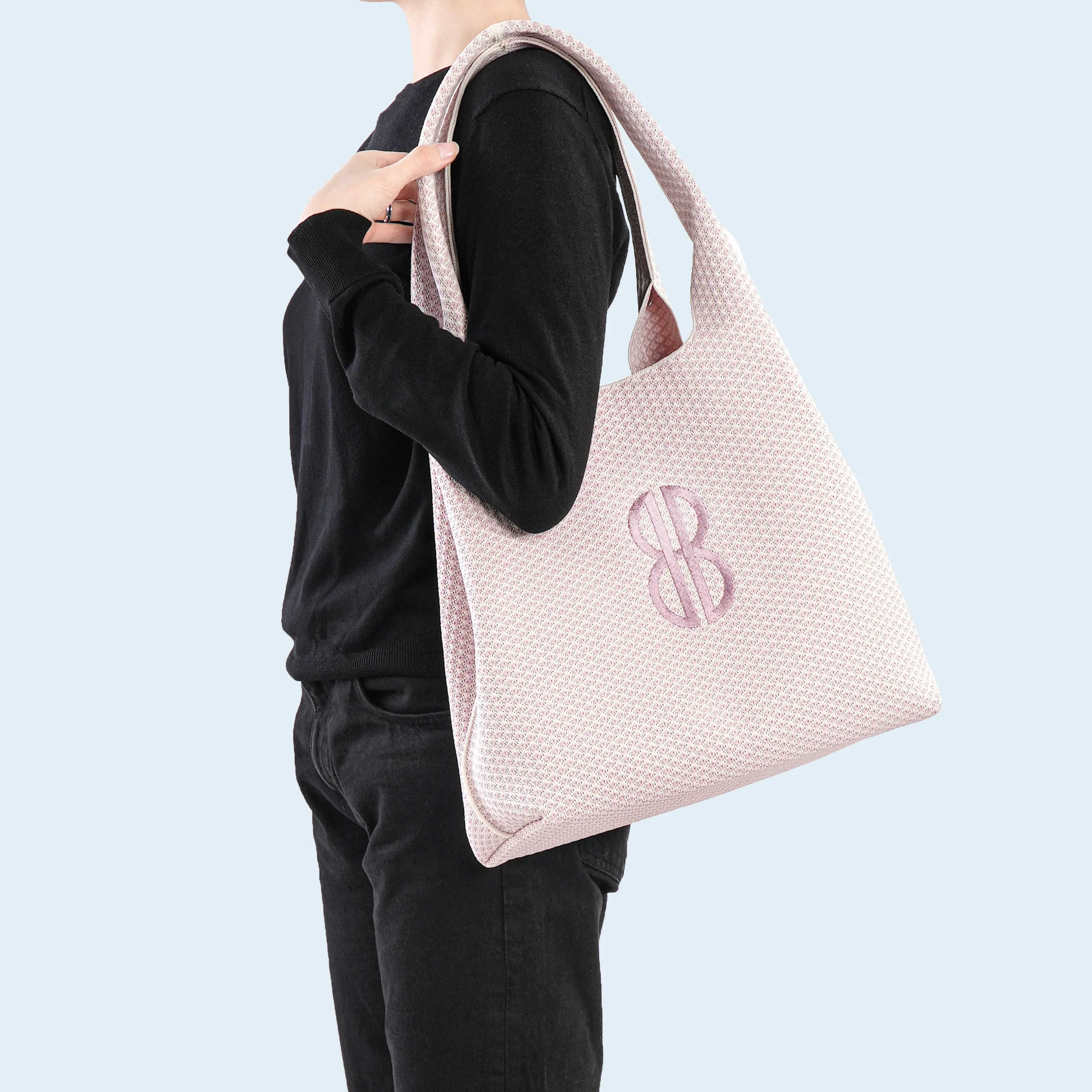 Smart Lifestyle Sutton City Tote - Petal Pink Diamond Monogram / Detachable Metal Chain - Large
