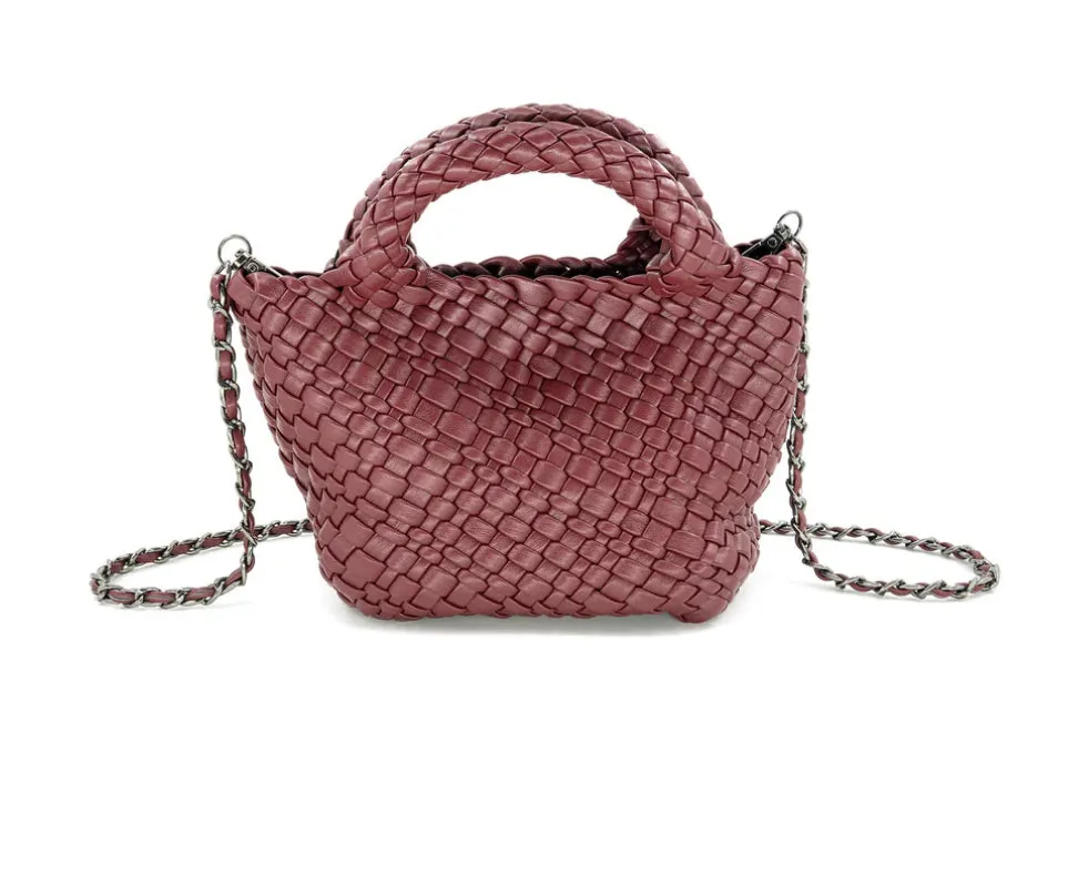 Emaline Burgundy Mini Tote BC Bag with Braided Strap Evening Chic Modern innovation