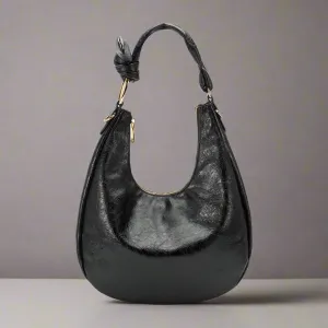 Chic Weekend Strong Handle Lilie Black Recycled Vegan Shoulder Bag