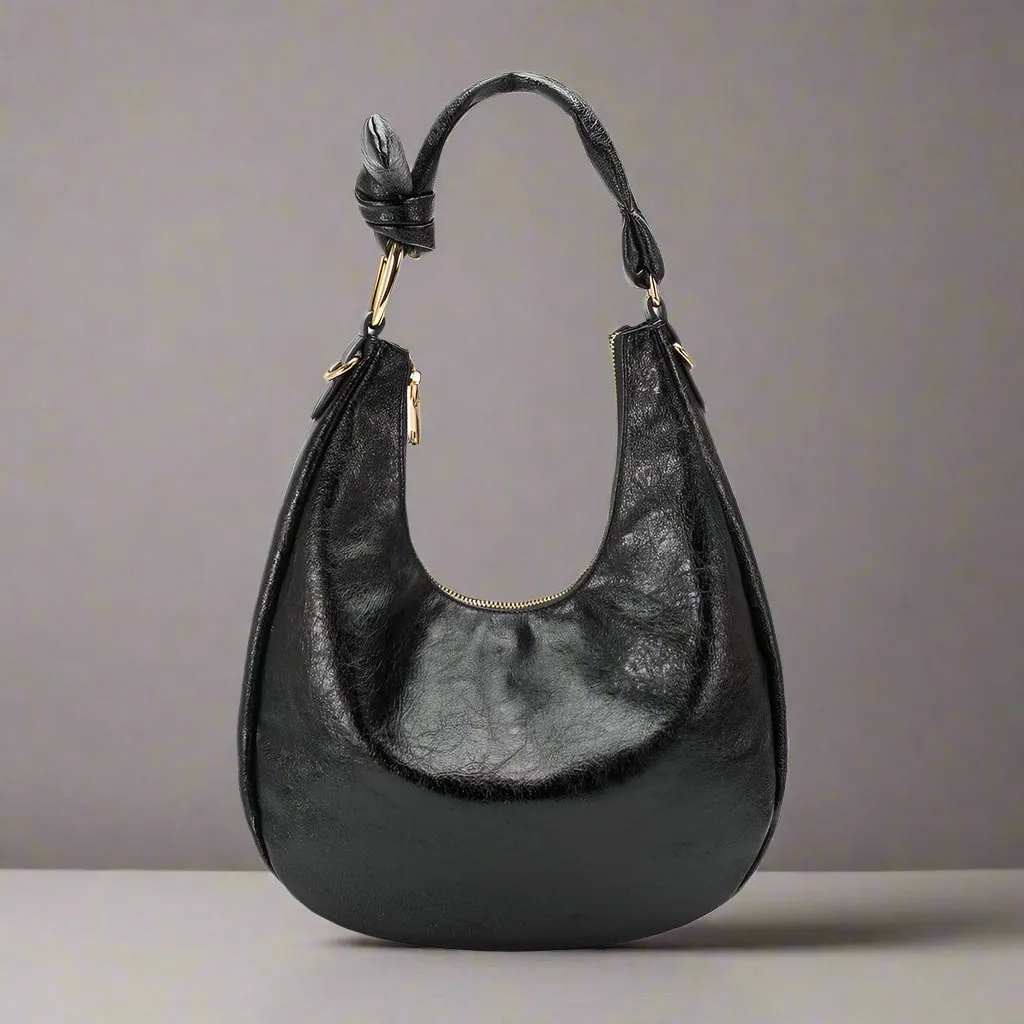 Chic Weekend Strong Handle Lilie Black Recycled Vegan Shoulder Bag