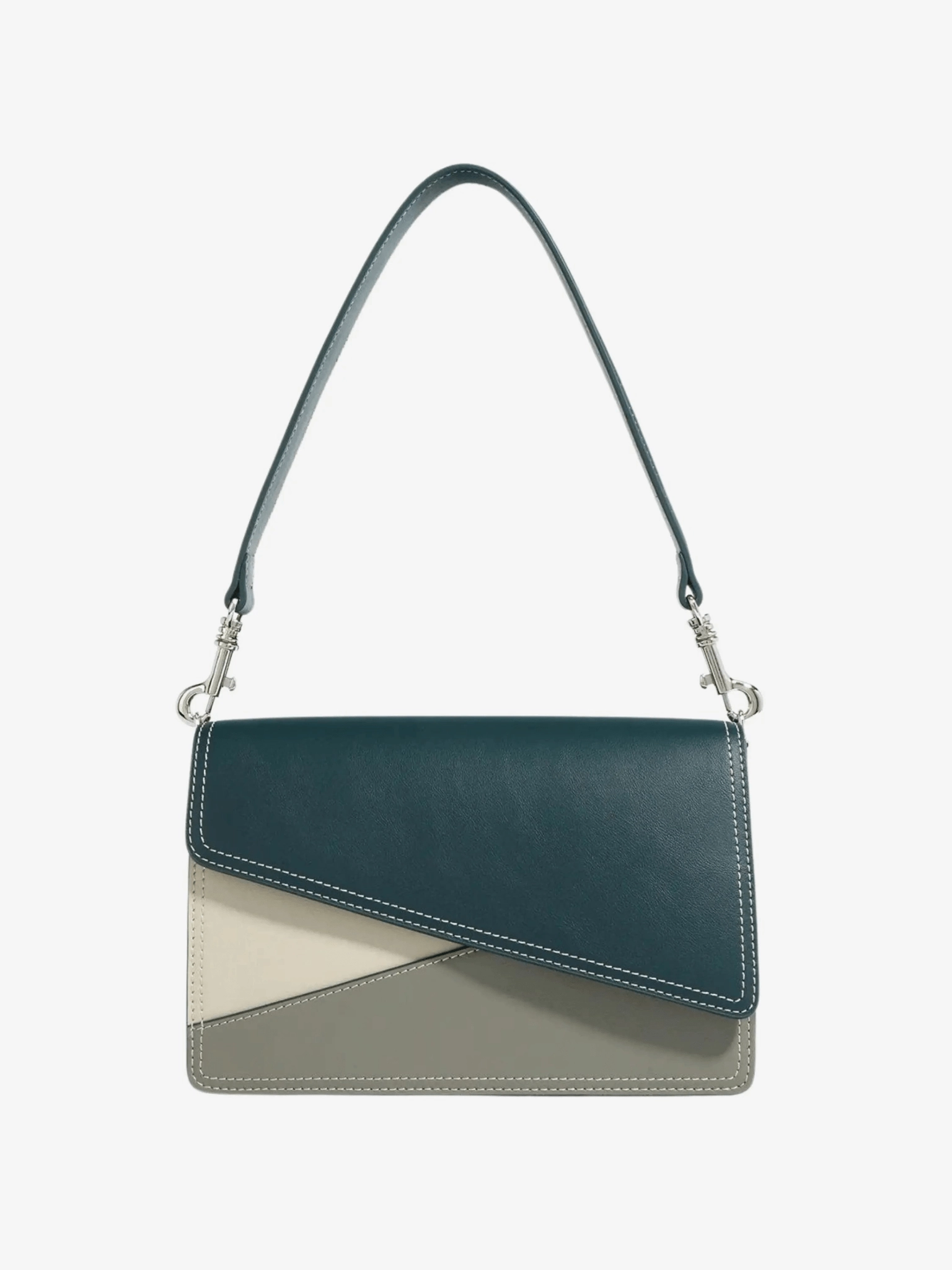 Elara | Olive & Beige Asymmetrical Shoulder Bag ?C Contemporary Chic Luxury Feel Elegant Look