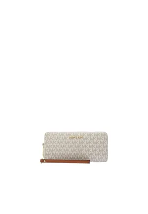 Michael Kors Large Signature Jet Set Travel 35F8GTVT3B Continental Wallet In Vanilla Sleek Grip