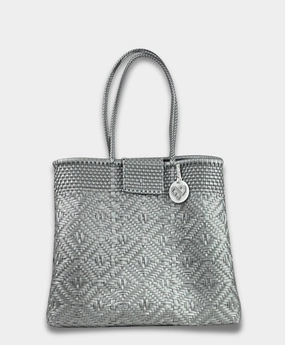 Daily Use Maria Victoria | Monochrome Silver| Upcycled, Handwoven, Multicolor Shoulder Tote