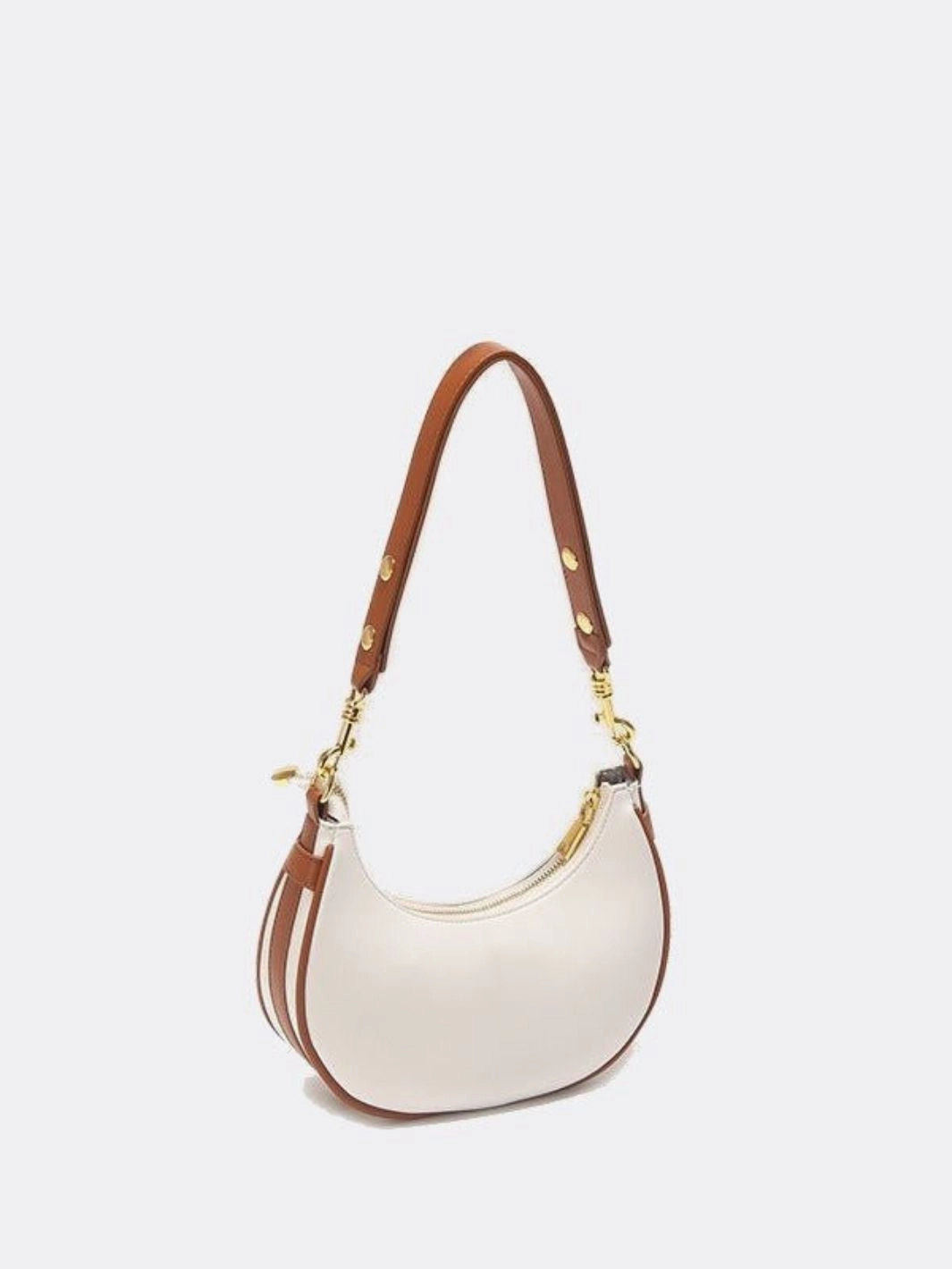 Minimalist Crescent Shoulder Bag with Gold Hardware Classic Style