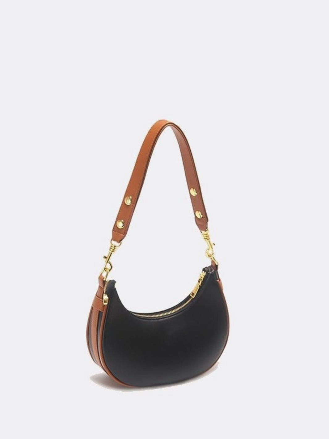 Minimalist Crescent Shoulder Bag with Gold Hardware Ideal for hands-free convenience during errands