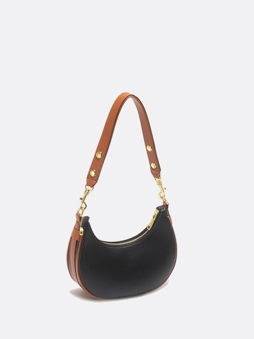 Travel Necessity Minimalist Crescent Shoulder Bag with Gold Hardware