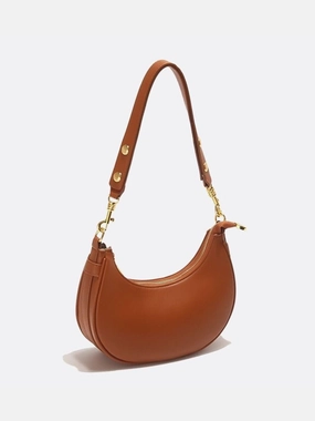 Minimalist Crescent Shoulder Bag with Gold Hardware Stylish Accessory Minimal Appeal