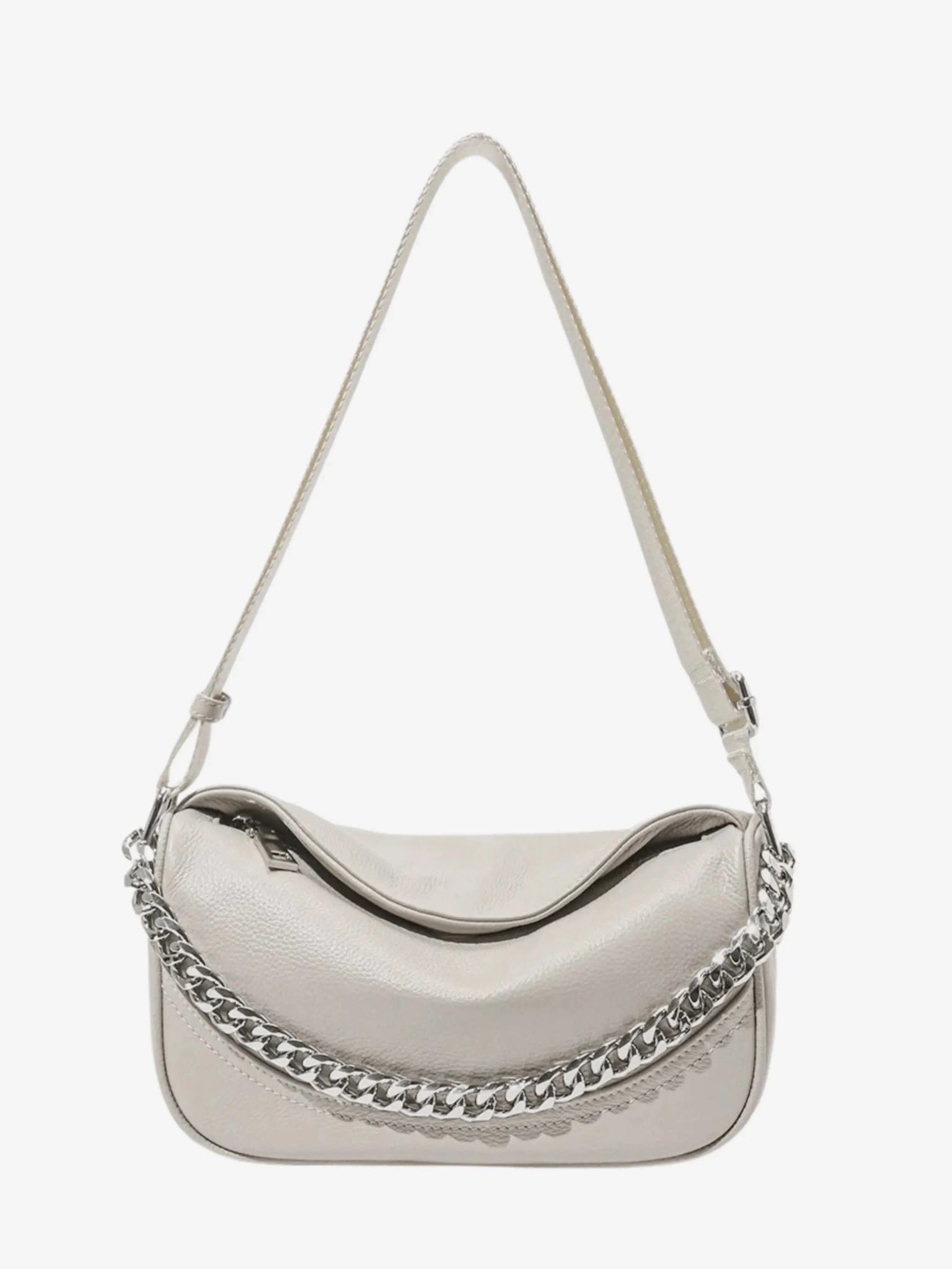 Daily Essential Trendy Design Oriselle | Taupe Leather Chain Shoulder Bag ?C Modern & Chic