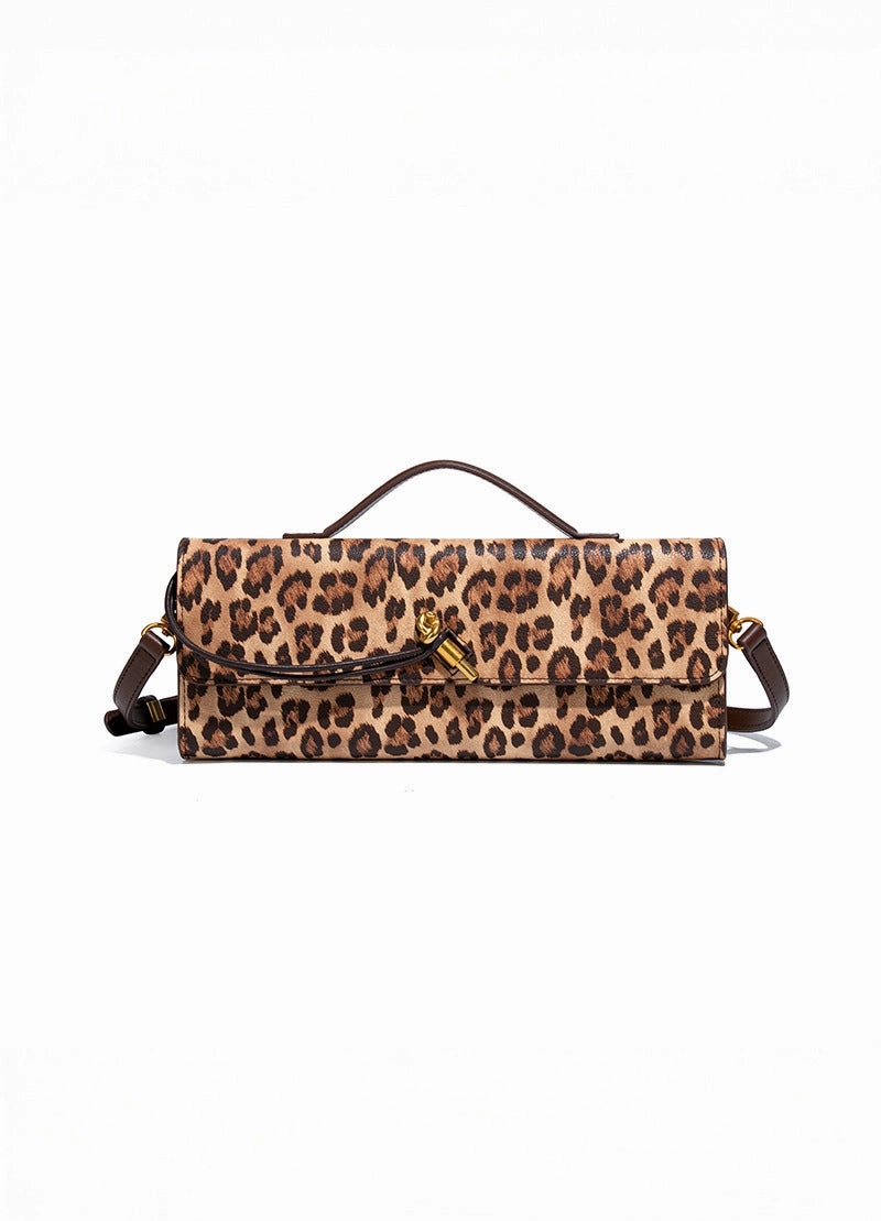 Elegant Vibe Luxury Craft Aurora |  Leopard Print Crossbody Bag ?C Faux Leather Clutch with Gold Lock
