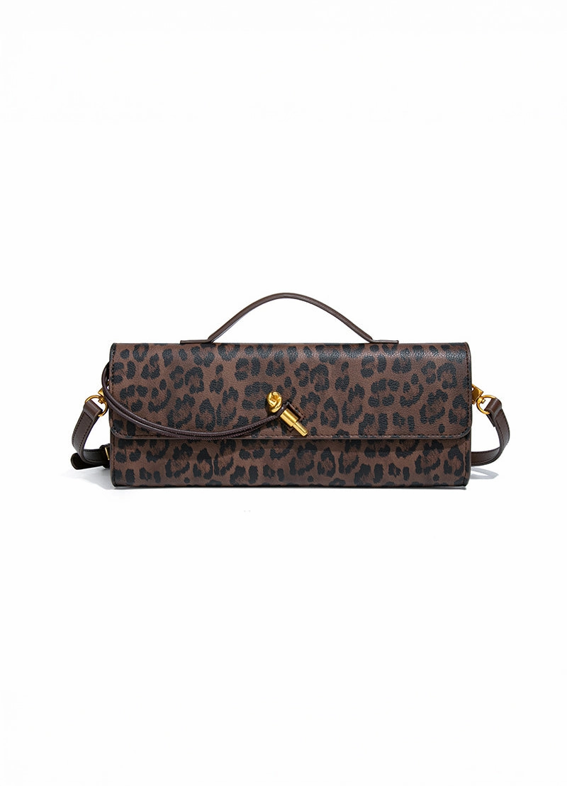 Classic Design Urban Edge Aurora |  Leopard Print Crossbody Bag ?C Faux Leather Clutch with Gold Lock