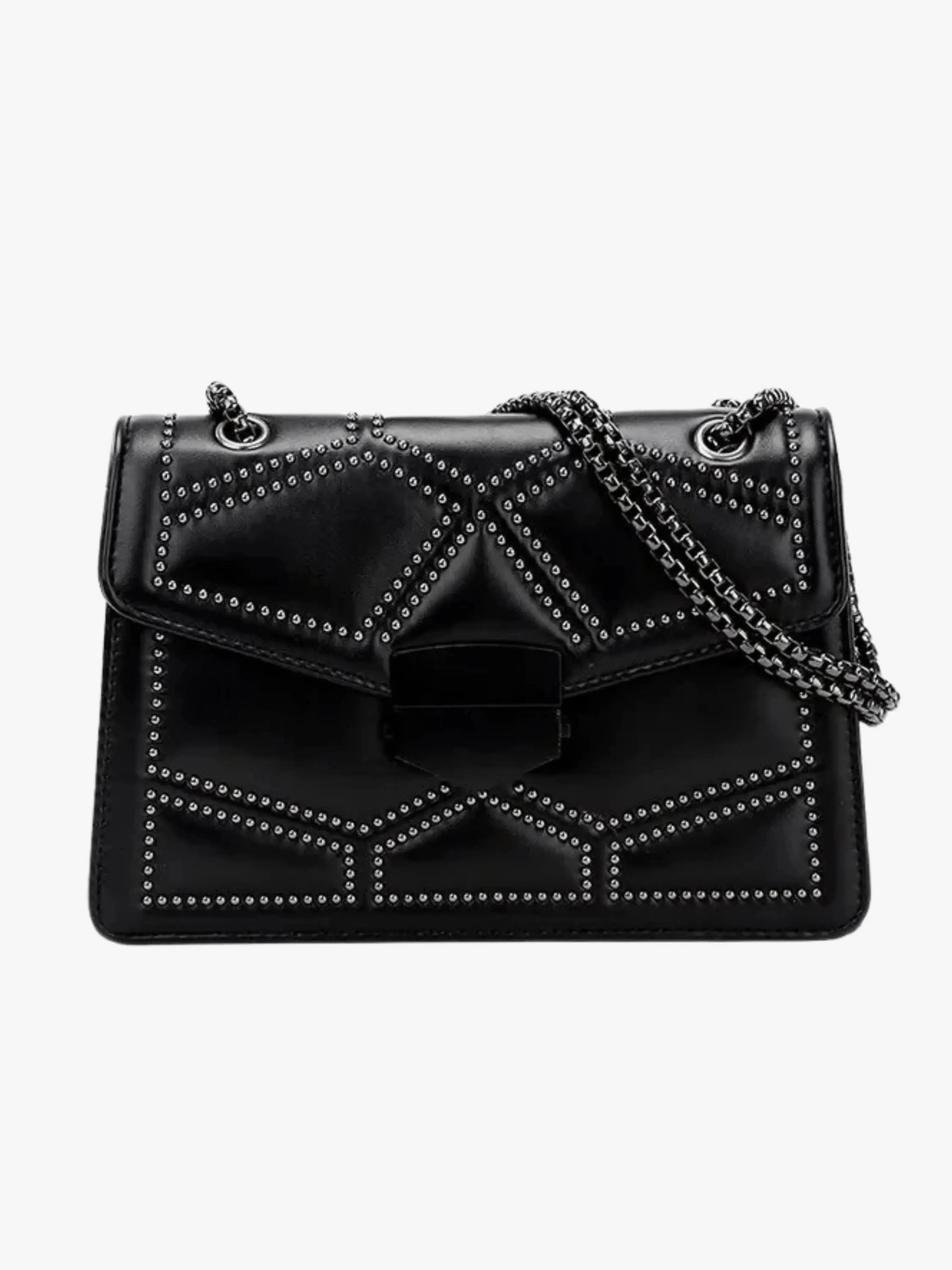 Practical Fashion Daytime Look Vionara | Black Studded Leather Shoulder Bag ?C Edgy Elegance