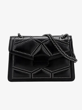 Smart Outfit Vionara | Black Studded Leather Shoulder Bag ?C Edgy Elegance