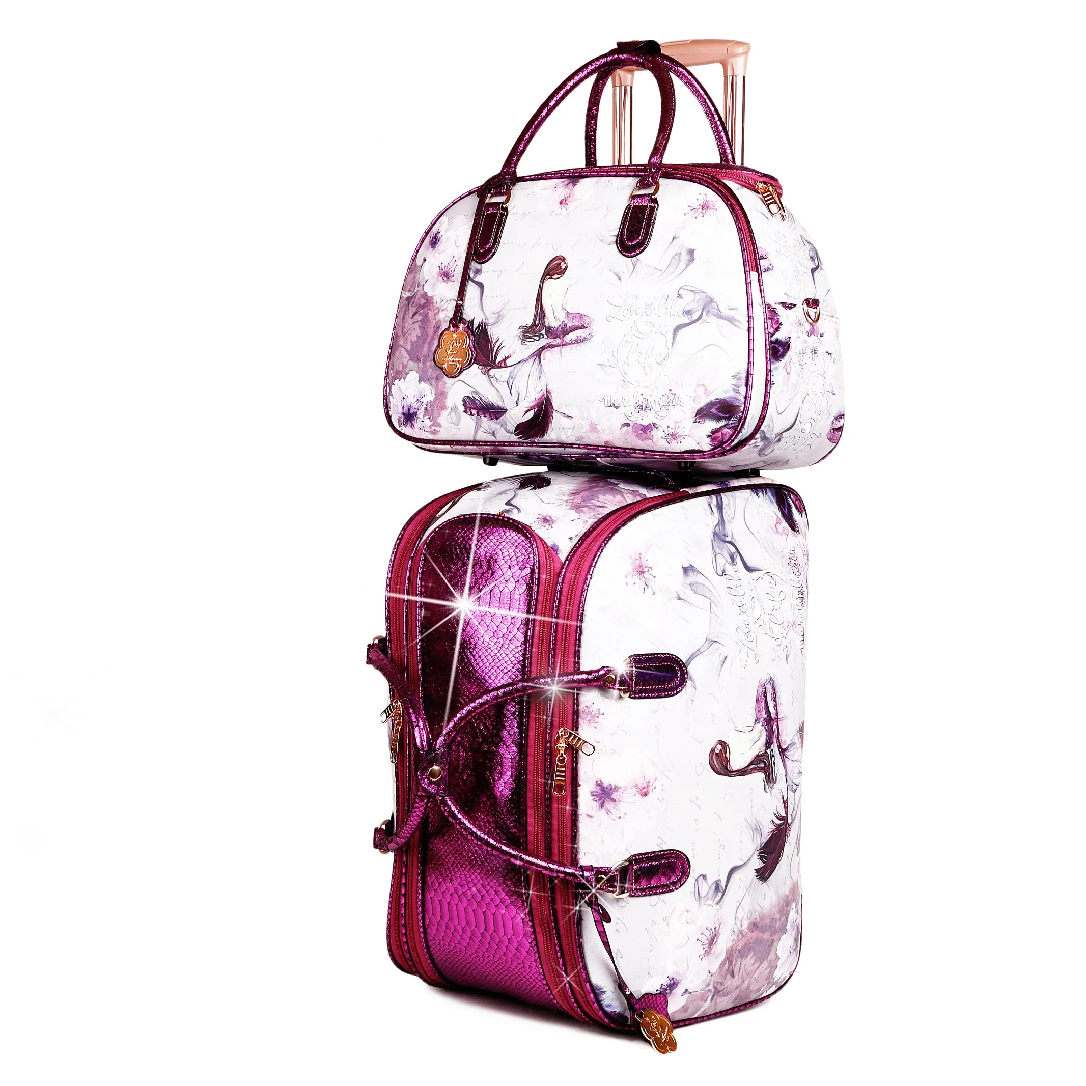 Arosa Elegant Floral Travel Luggage Set [2pcs] Modern Trend