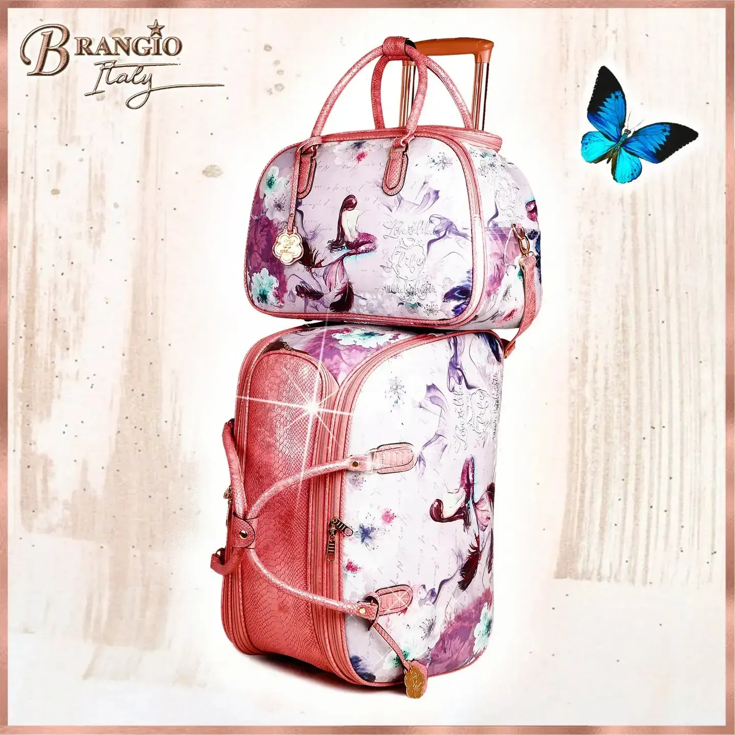 Arosa Elegant Floral Travel Luggage Set [2pcs] Functional Innovation