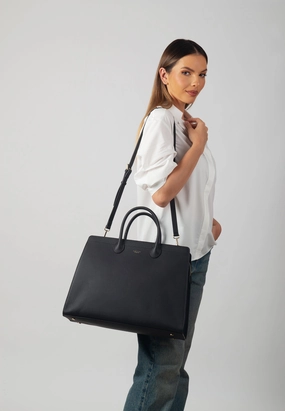 Elise Genuine Leather Handbag (Black) Trendy Carry