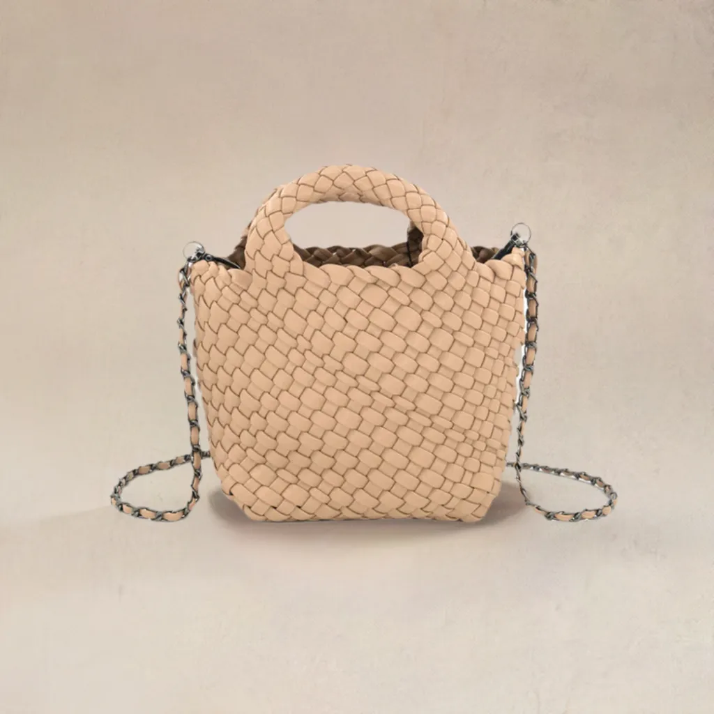 Emaline Beige Mini Tote BC Bag with Braided Strap Modern Taste