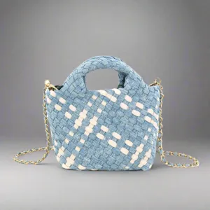 Sleek Line Daily Craft Emaline Denim White Tote BC Bag with Braided Strap SALE