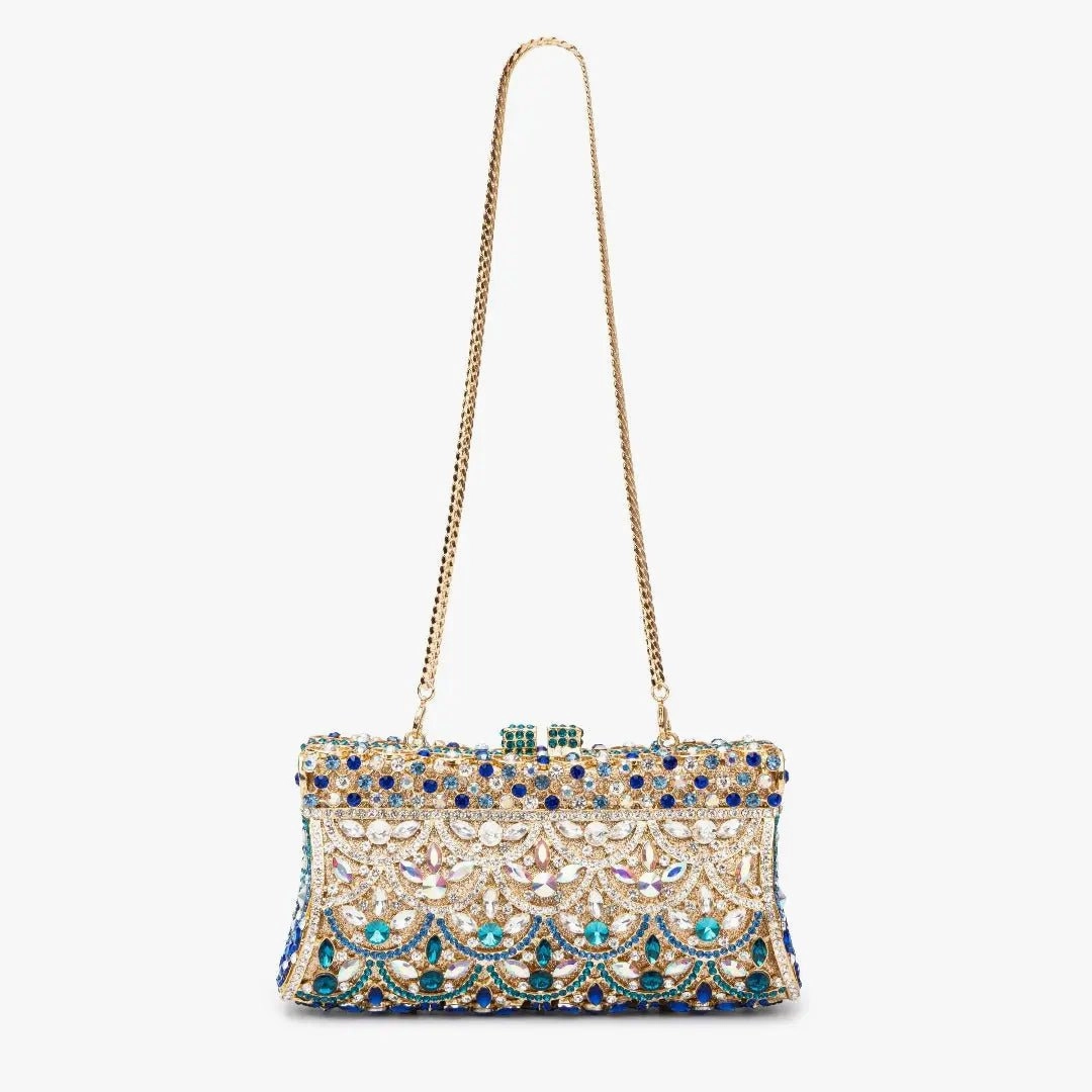 Neutral palette Minimal Style Empress | Multicolor Crystal Embellished Evening Clutch ?C Regal Elegance