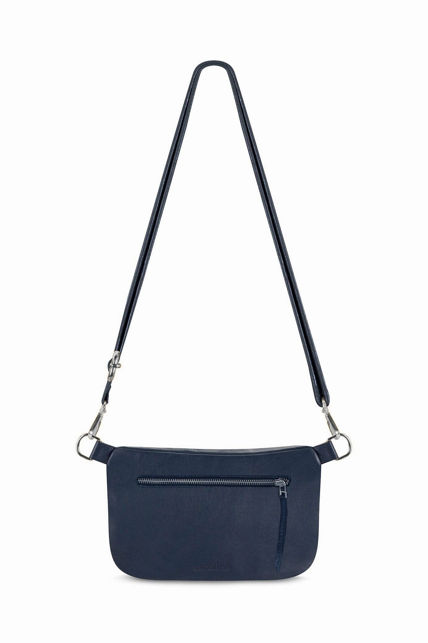 Minimalist Organizer Comfort Fit Ramona Leather Handbag Navy with Pocket