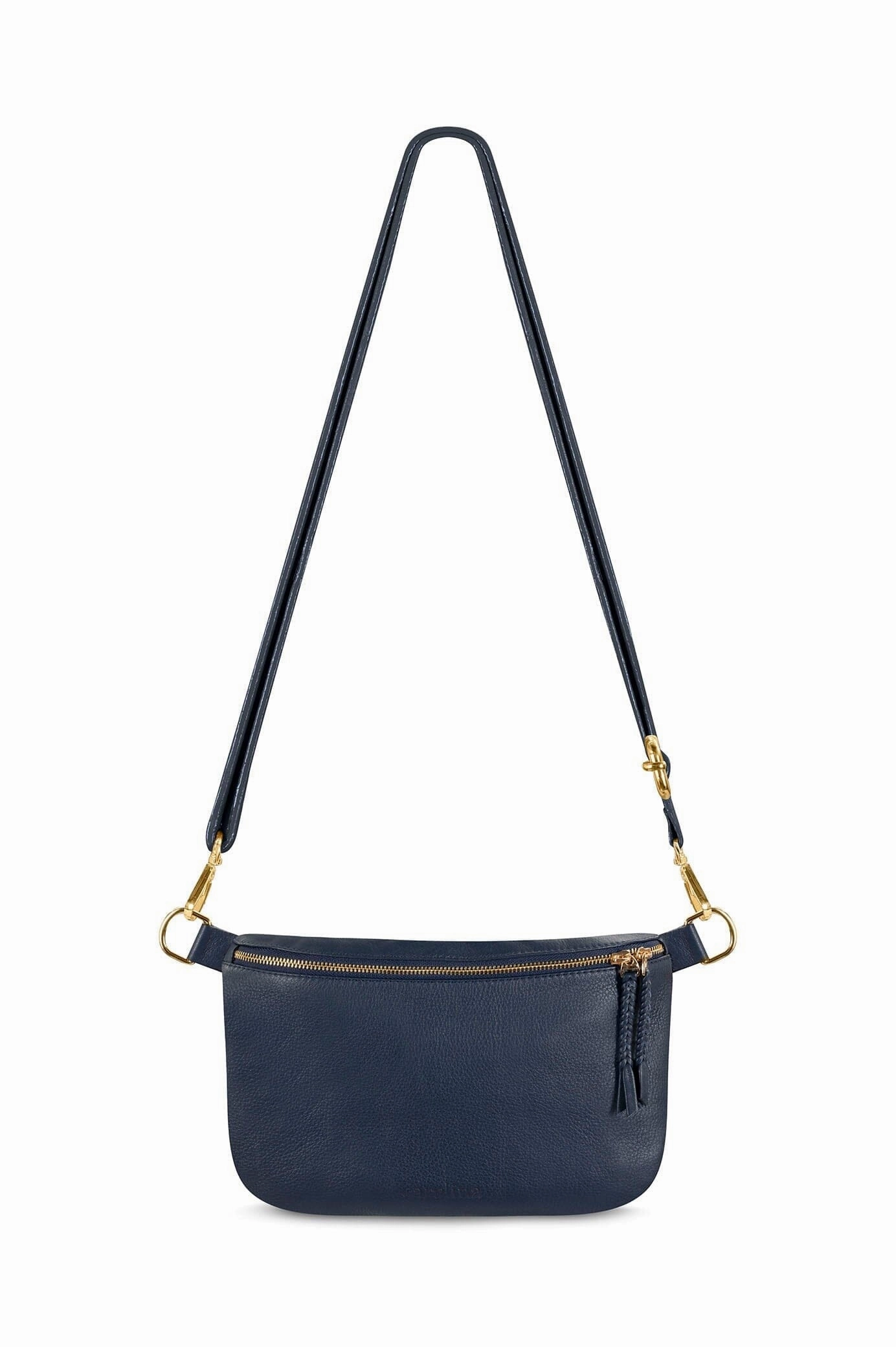 Comfort Companion Daily Functionality Ramona Leather Handbag Navy with Pocket