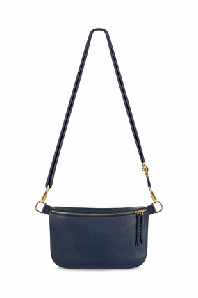 Comfort Companion Daily Functionality Ramona Leather Handbag Navy with Pocket