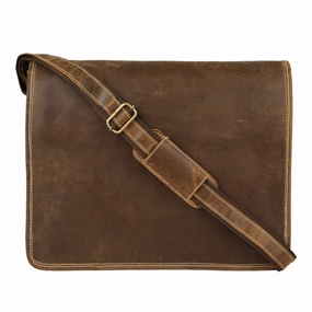 A sleek and durable bag that provides everything you need Crossbody design allows for easy and comfortable carrying 16 Inch Leather Messenger Bag for Men & Women ?C Vintage Laptop Satchel with Trolley Strap & Shoulder Strap ?C Fits 15.6" Lapto