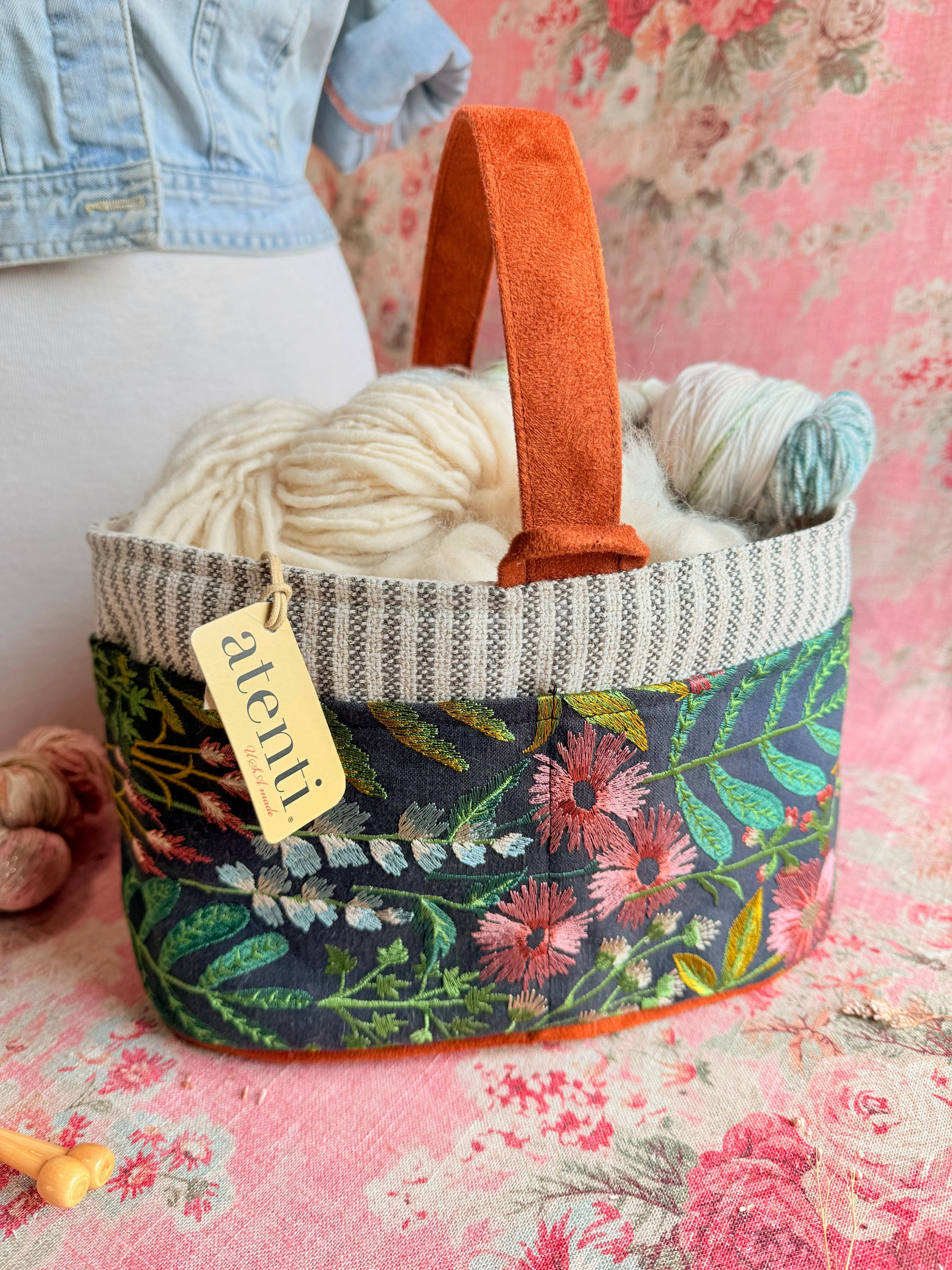 Leisure Day Meadow Caddy?C Handmade USA Floral Yarn & Notions Organizer