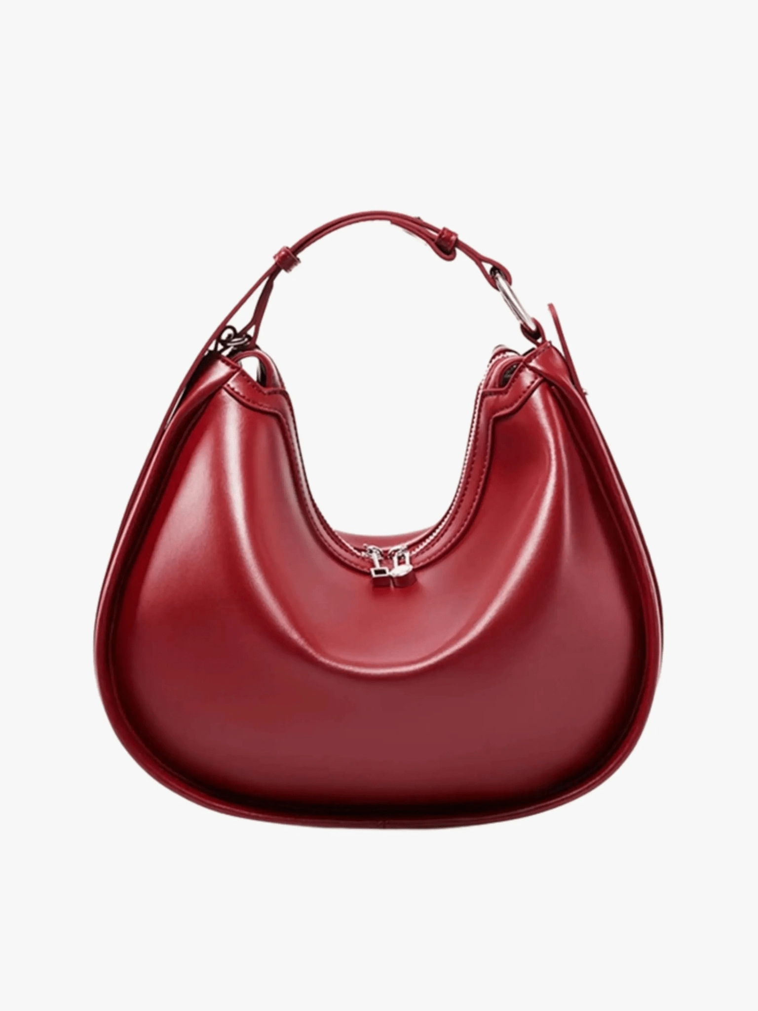 Esmirelle | Luxe Red Leather Crescent Bag ?C Bold & Chic Weekend Style Stylish Design
