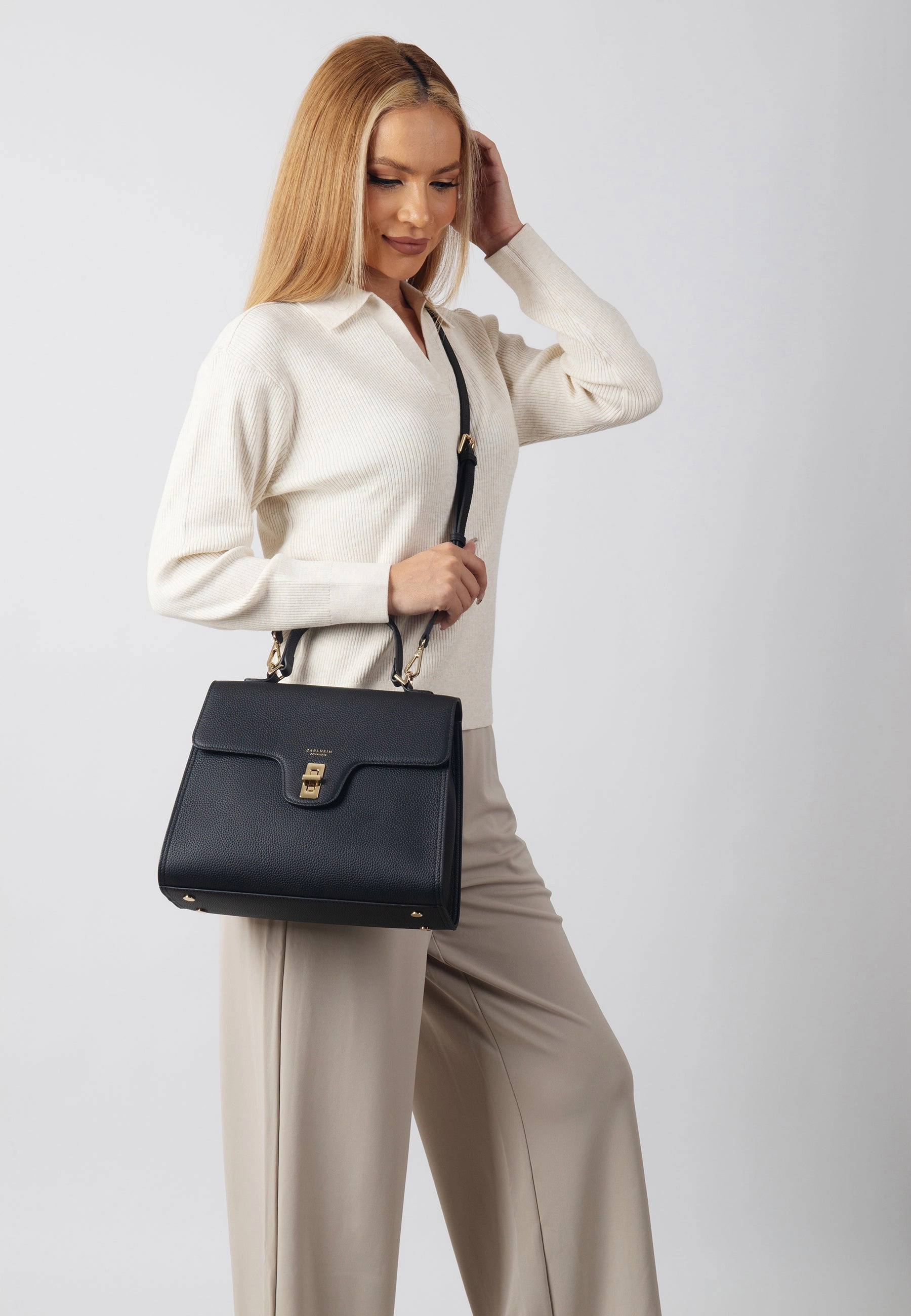 Estelle Genuine Leather Handbag (Black) Comfort functionality Functional Form