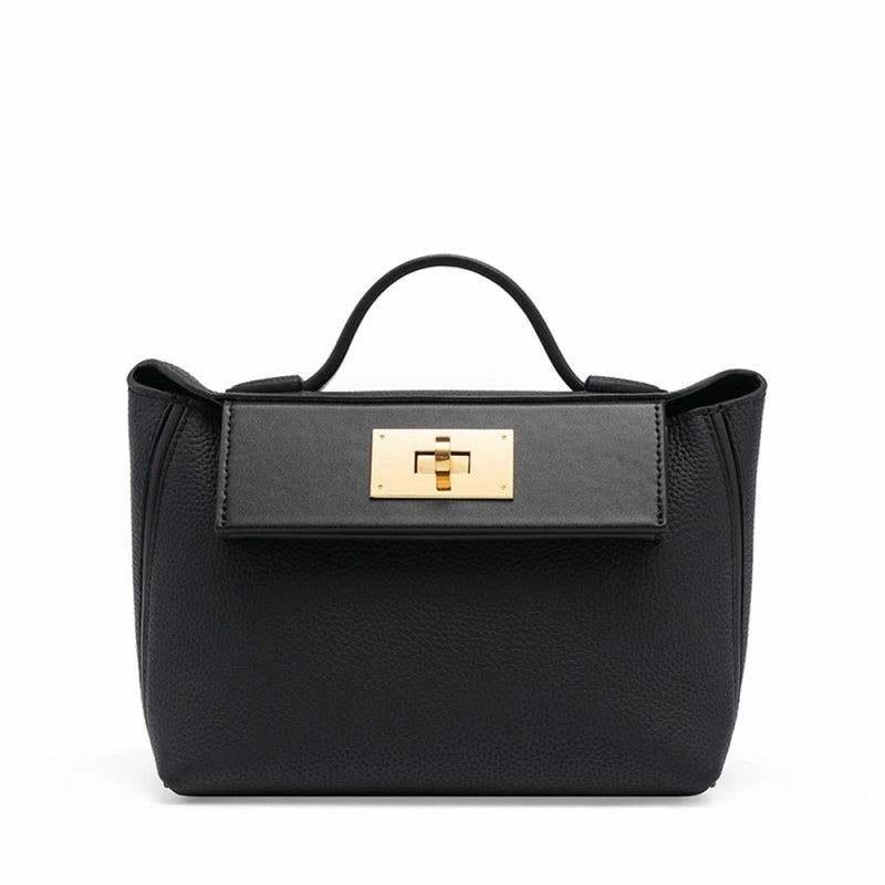 Soft fabric handbag Eulalia | Classic Black Leather Handbag ?C Timeless Luxury & Modern Charm