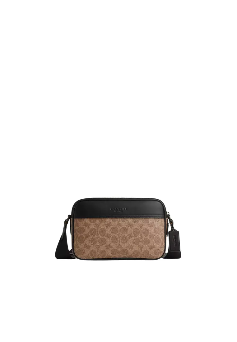 Coach Graham Crossbody Bag Signature Canvas In Tan Black CV921 Functional Mobility