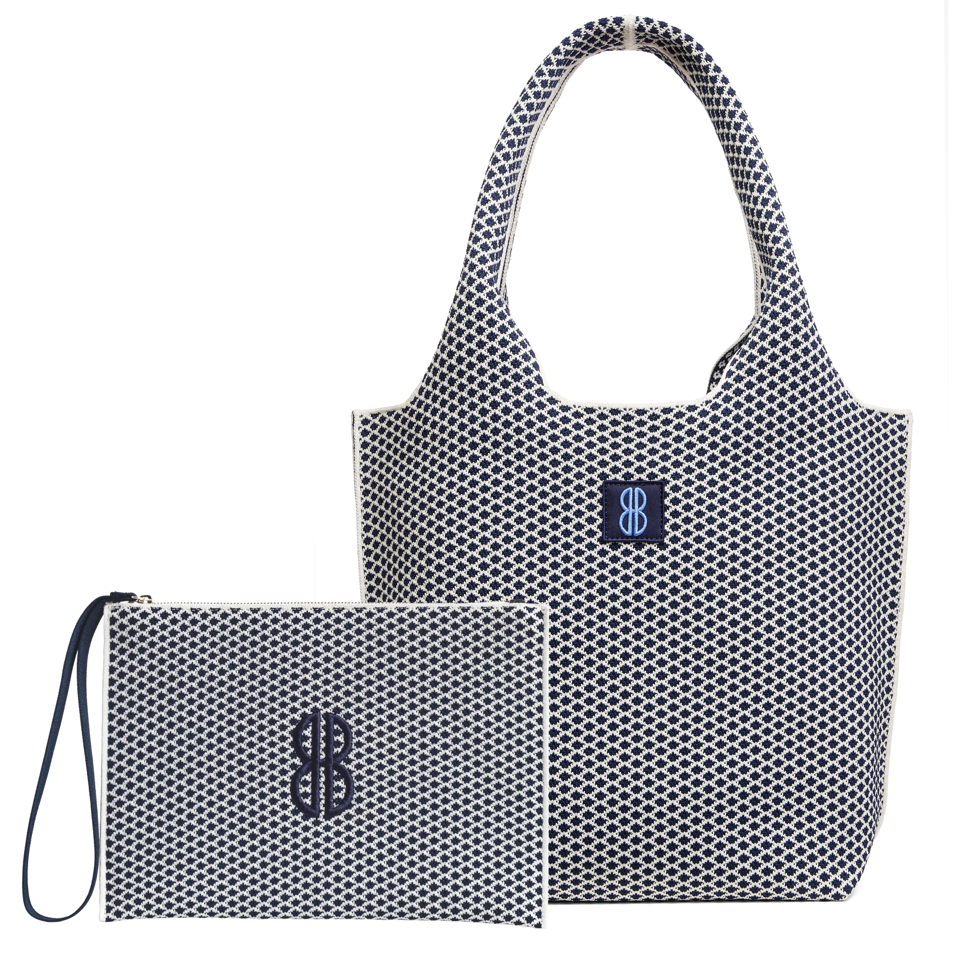 medium - Navy Diamond Tote With Pouch Outdoor Outfit Fashion Forward