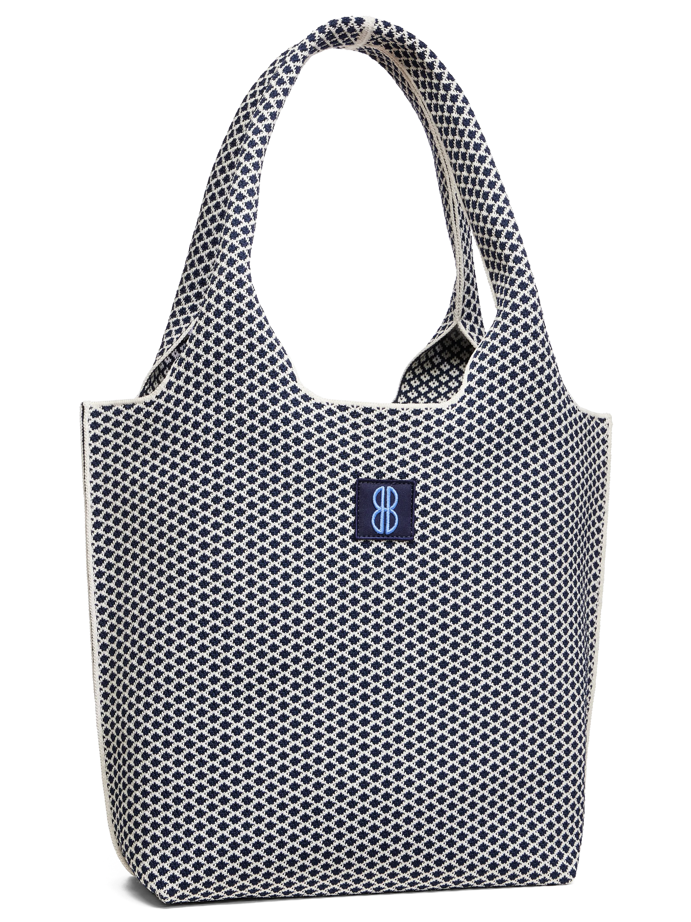 medium - Navy Diamond Tote With Pouch Casual Fashion