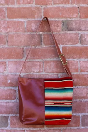 Office Chic Functional Art Leather & Serape Handbag