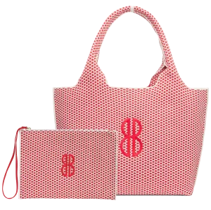 All Season Use Casual Weekend Sutton City Tote - Red Diamond Monogram - Large