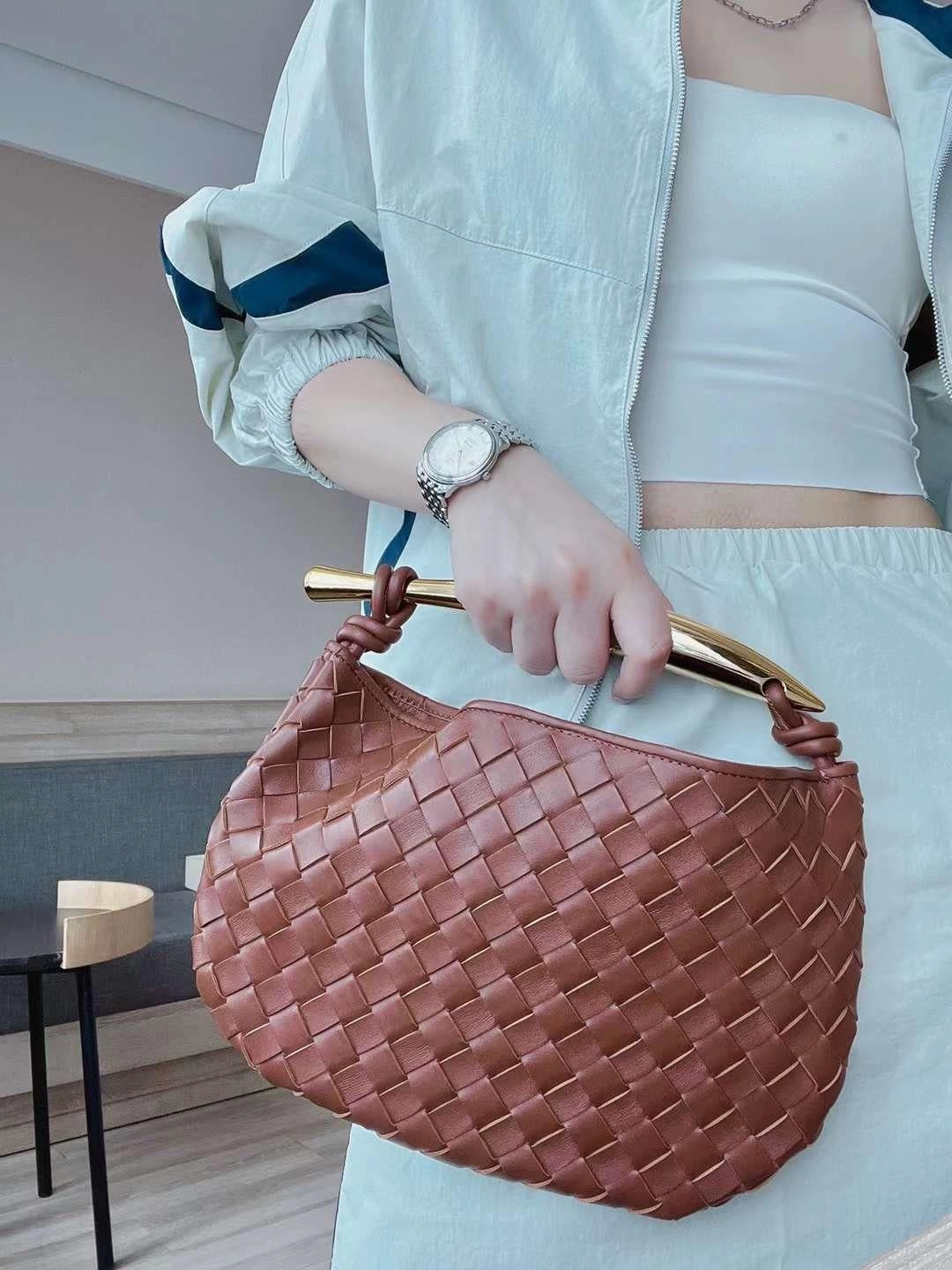 Casual Companion Sardine Top Handle Bag Lambskin Leather Bag Knotted Intrecciato Woven Handbag, Daily Fashion Lady Designer Bag, Clutch bag, Evening Bag