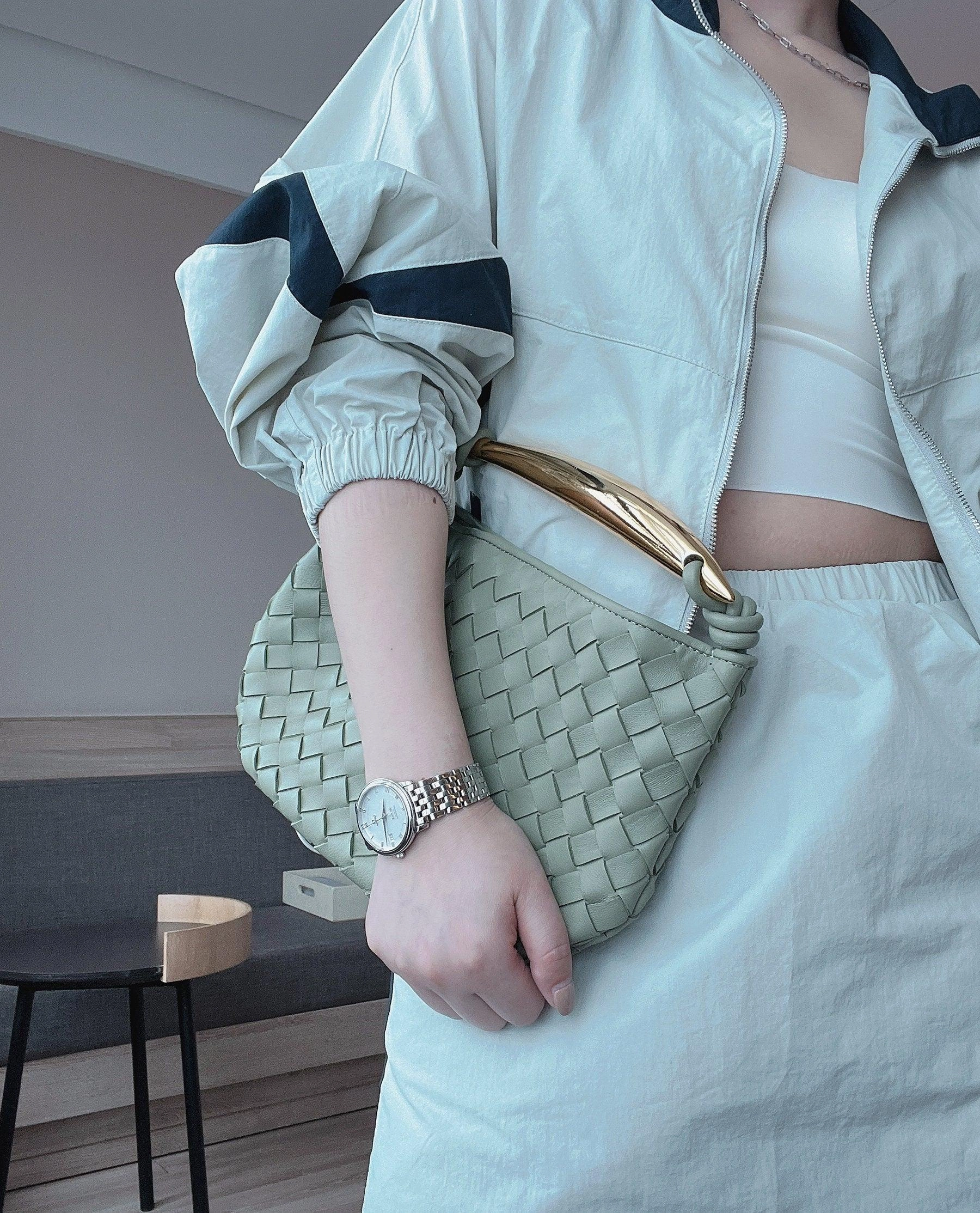 Sardine Top Handle Bag Lambskin Leather Bag Knotted Intrecciato Woven Handbag, Daily Fashion Lady Designer Bag, Clutch bag, Evening Bag Urban Adventure Gear