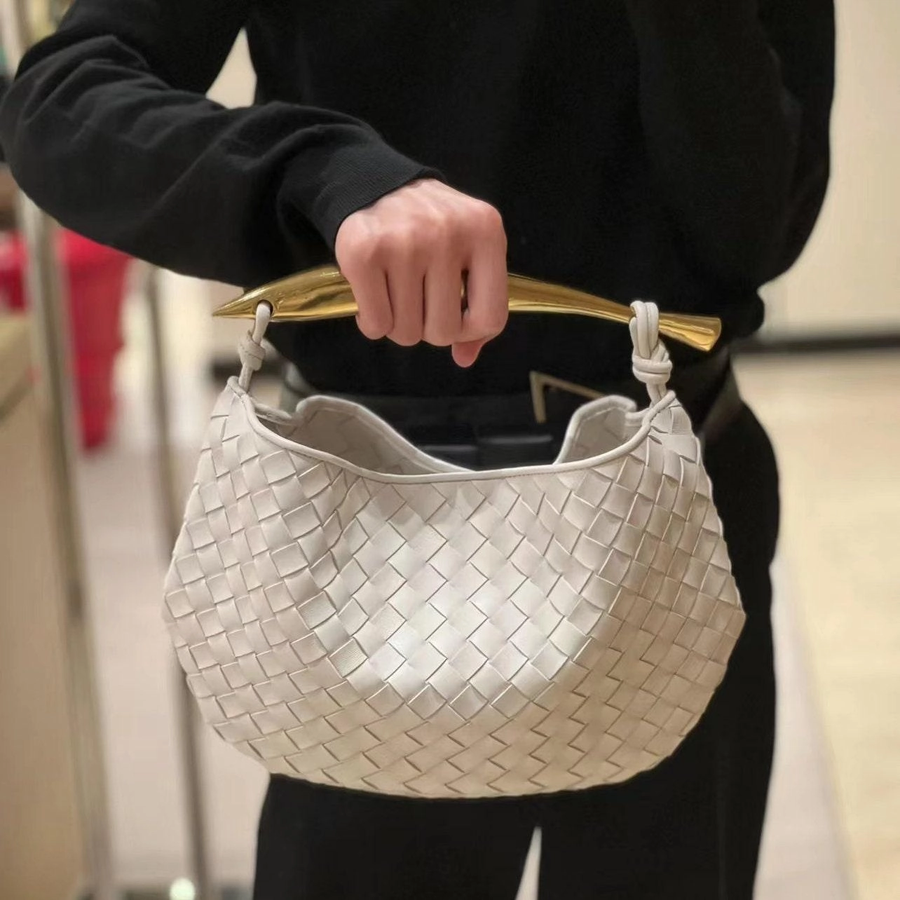 Modern Everyday Sardine Top Handle Bag Lambskin Leather Bag Knotted Intrecciato Woven Handbag, Daily Fashion Lady Designer Bag, Clutch bag, Evening Bag