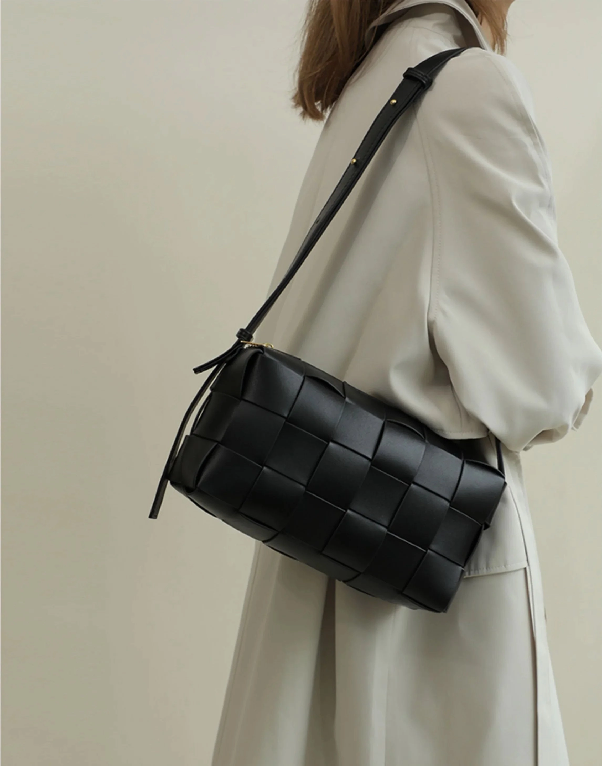 Functional Organizer Women??s Woven Leather Boston Bag, Designer Real Genuine Leather Shoulder & Crossbody Handbag