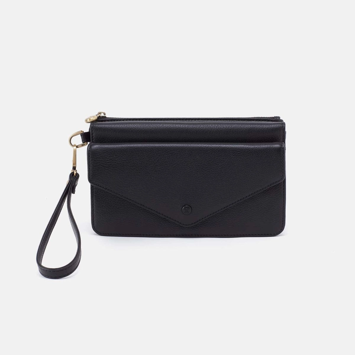 Commuter Outfit Goldie Wristlet in Pebbled Leather - Black