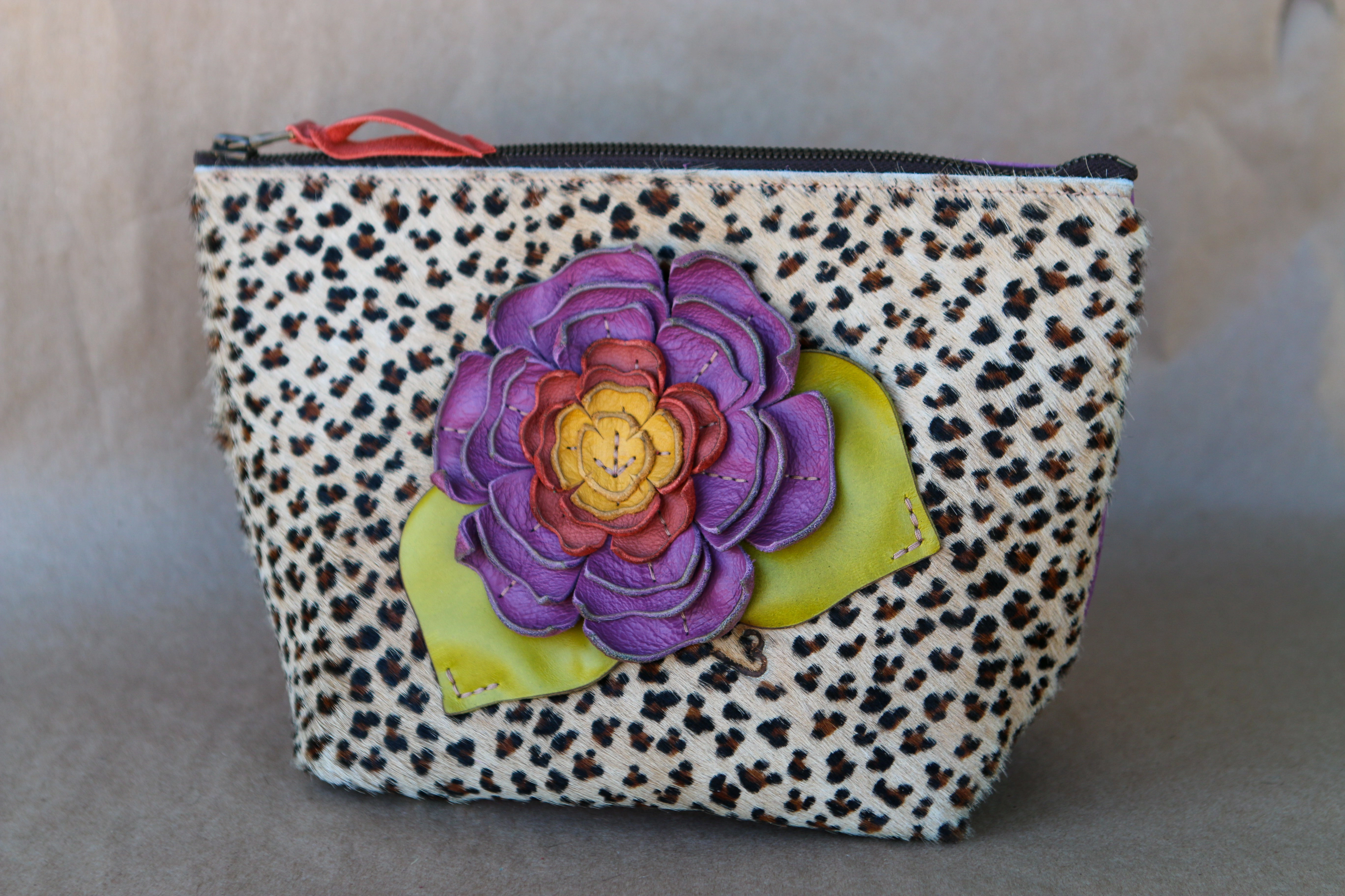 Soft Fabric Waterproof Pouch Cowhide Makeup Bag